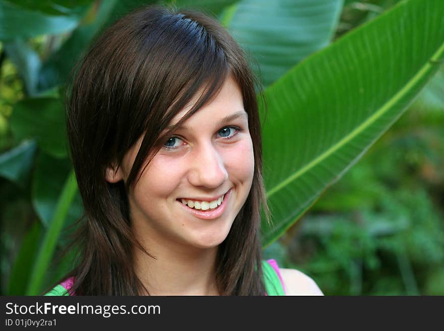 Portrait of a pretty young girl smiling