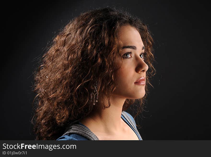 Beautiful model with curly hair