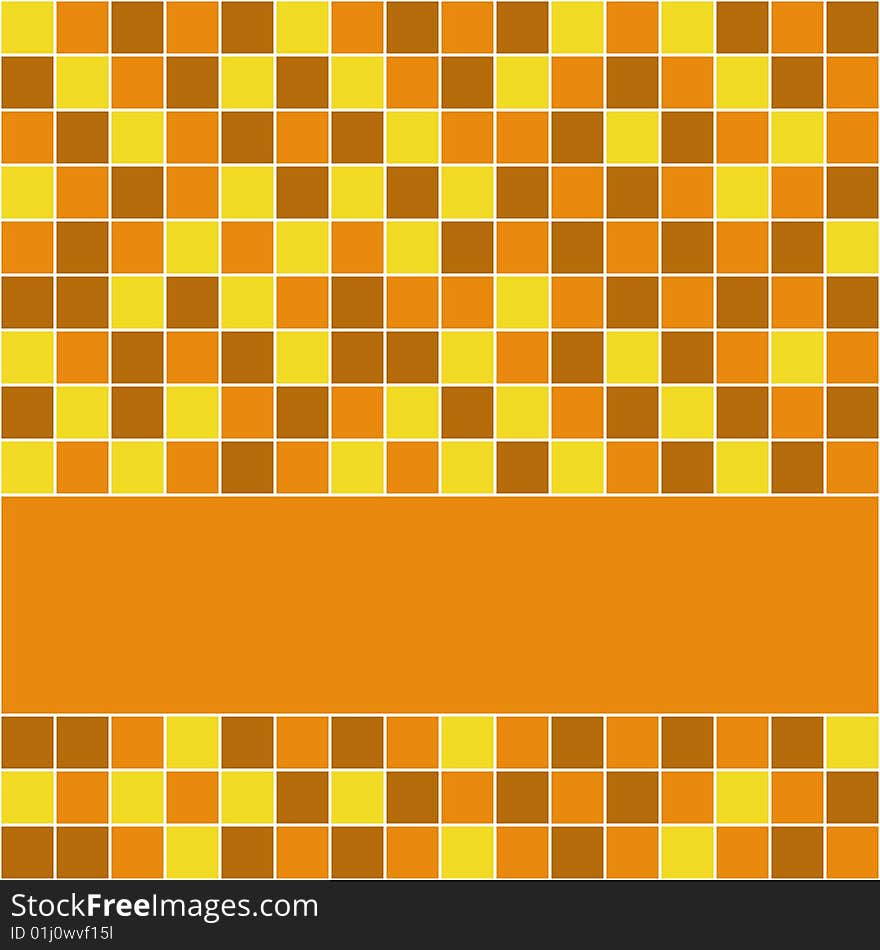 Orange and yellow tiles background with orange stripe. Orange and yellow tiles background with orange stripe