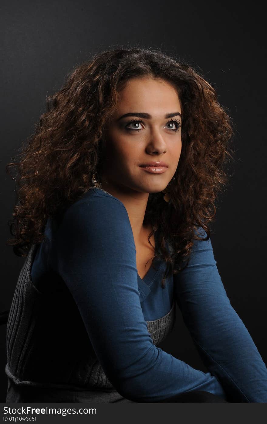 Beautiful model with curly hair