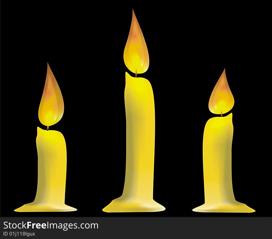 Three Candles Isolated