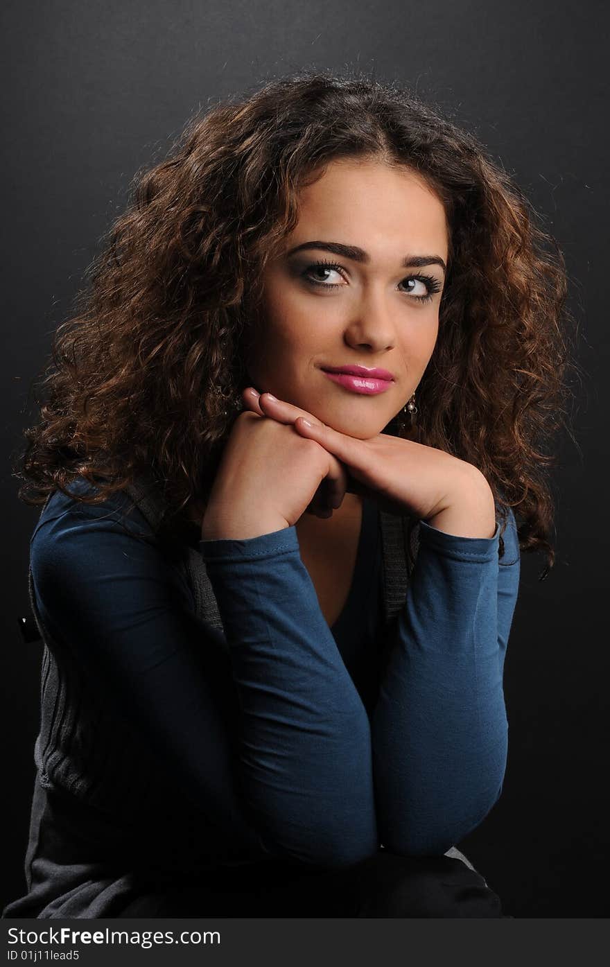 Beautiful model with curly hair