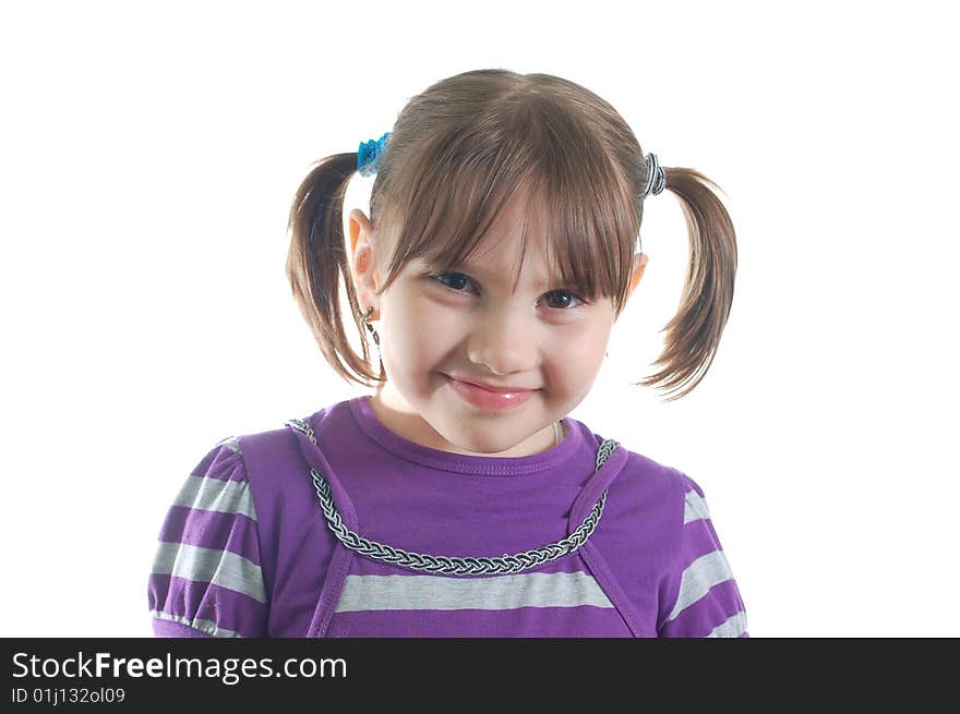 Cute little girl isolated on the white background