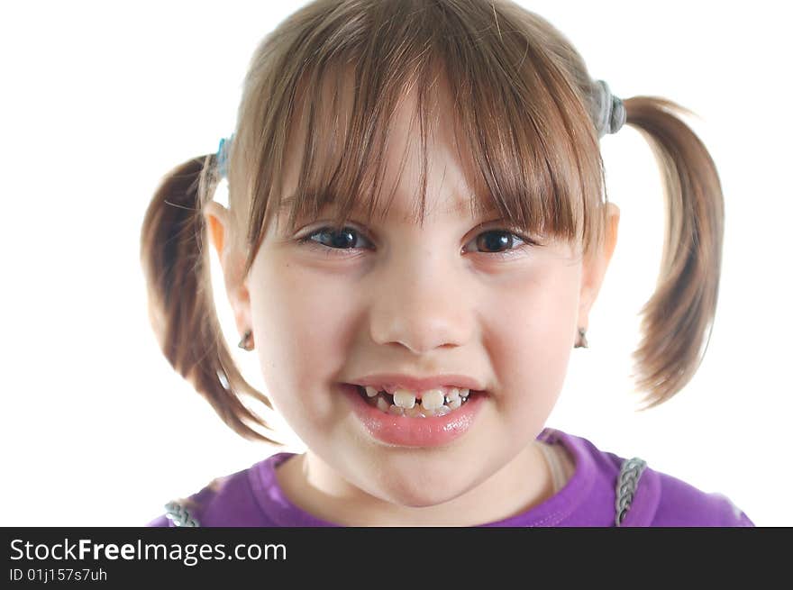 Cute little girl isolated on the white background. Cute little girl isolated on the white background