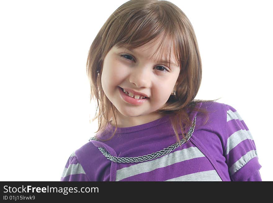 Cute little girl isolated on the white background. Cute little girl isolated on the white background