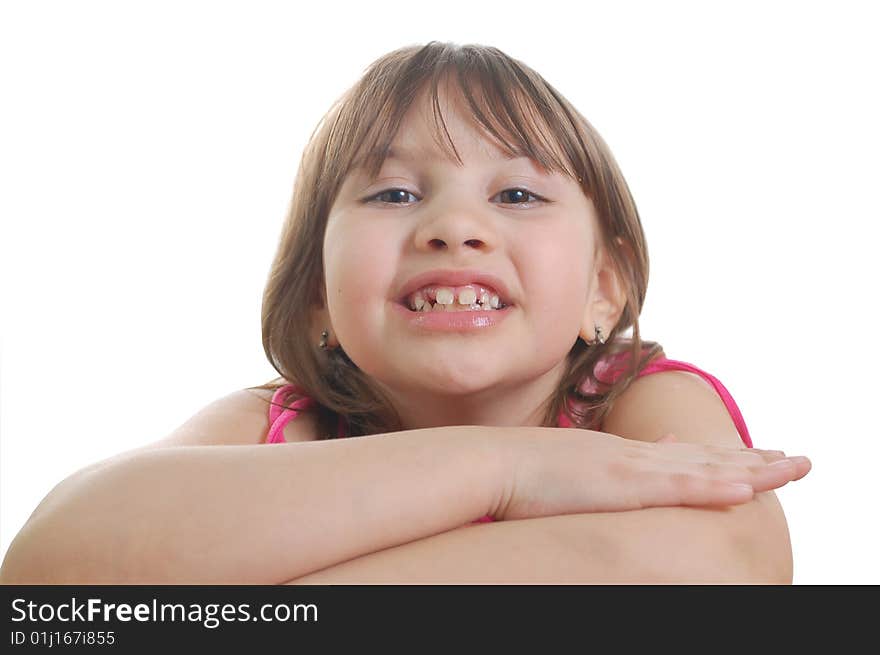 Cute little girl isolated on the white background. Cute little girl isolated on the white background