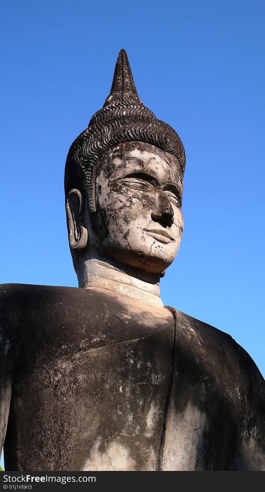 A Big Stone sculpture of Buddha  in Laos