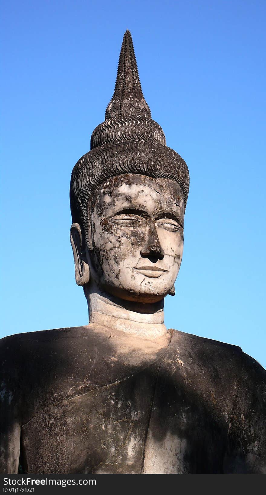 A Big Stone sculpture of Buddha  in Laos