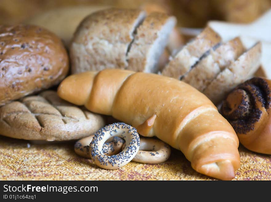 A different Group of different bread products. A different Group of different bread products