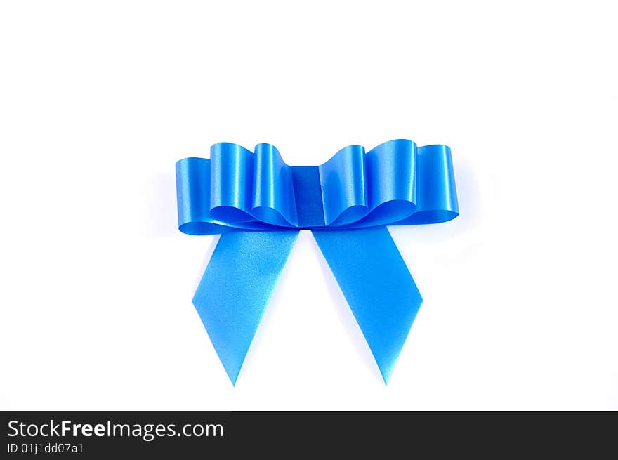 Blue ribbon isolated over white with clipping path