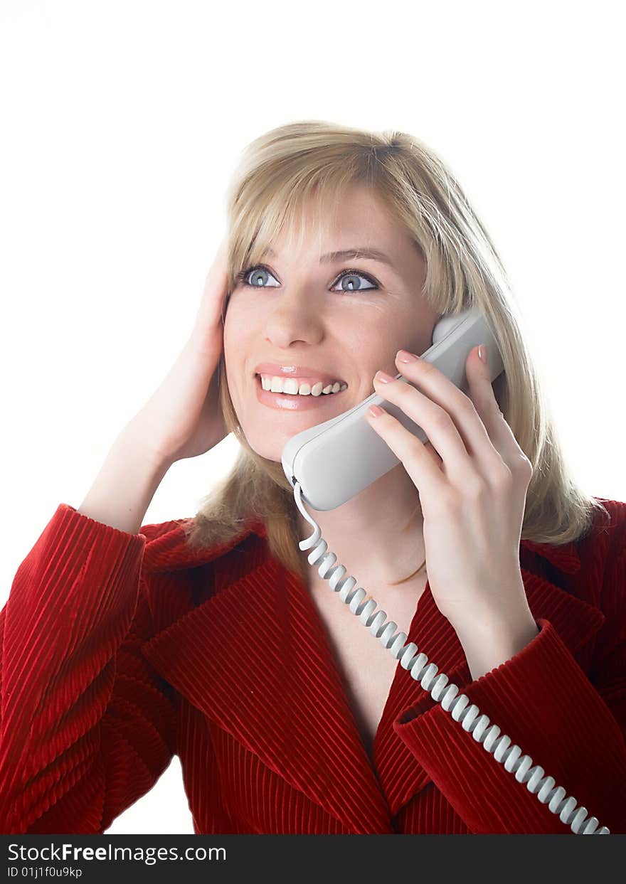 Attractive young woman calling by phone. Attractive young woman calling by phone