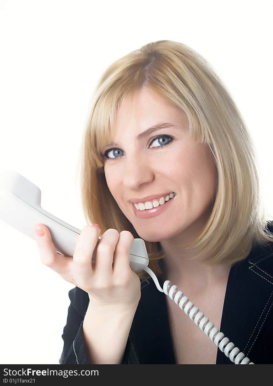 Attractive young woman calling by phone. Attractive young woman calling by phone