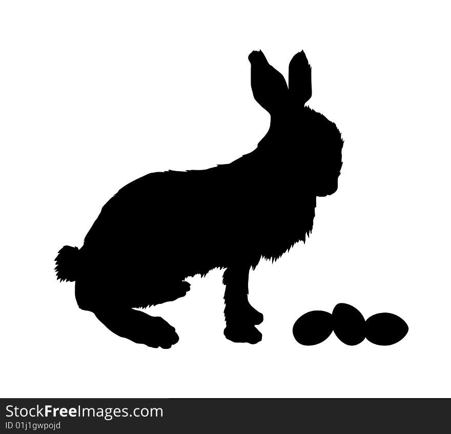 Silhouette of bunny rabbit and easter eggs. Silhouette of bunny rabbit and easter eggs