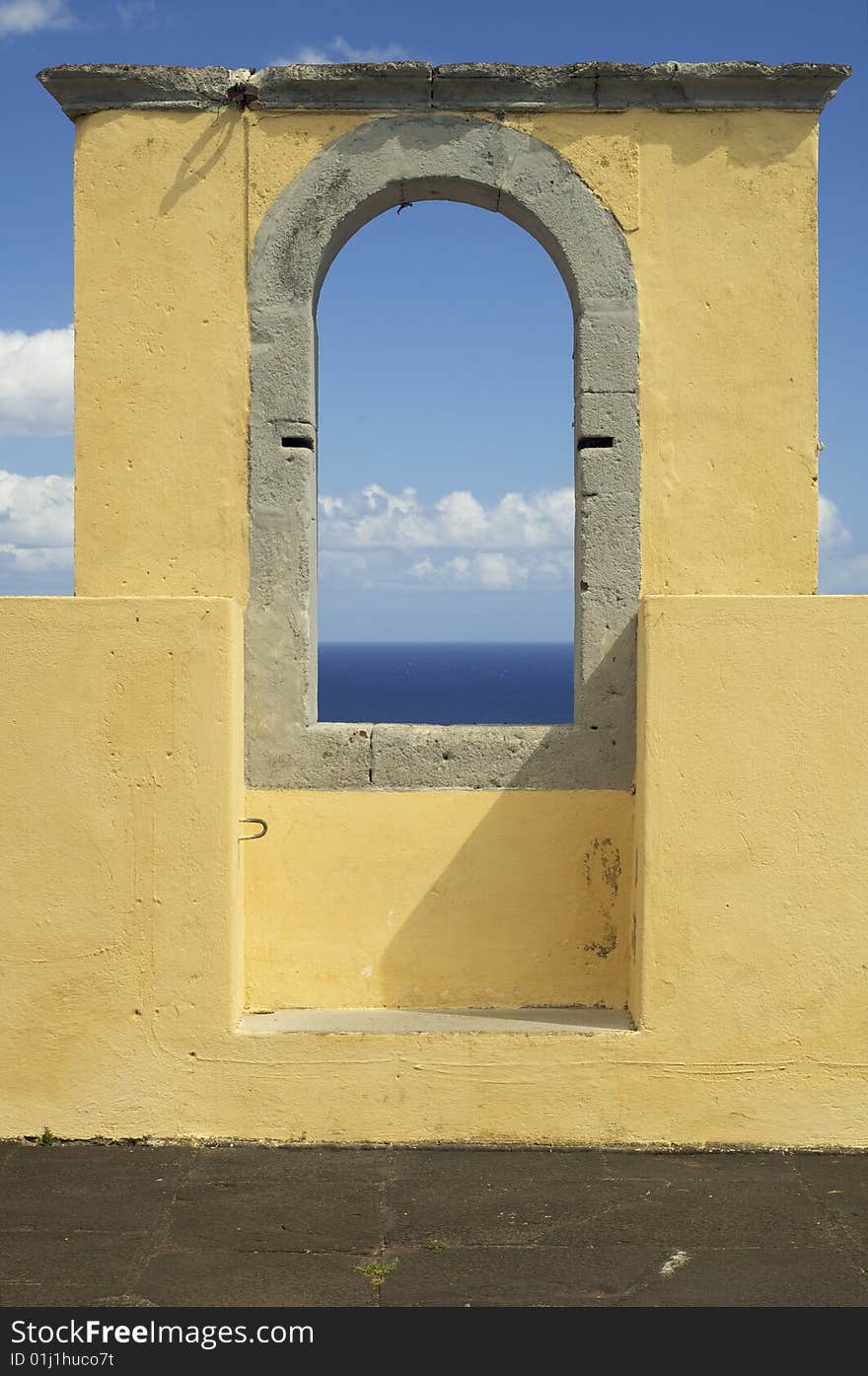Window overlooking the sea in Madeira Island