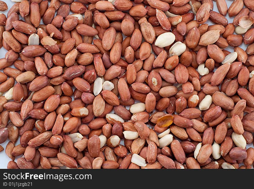 Background of peanuts isolated on white