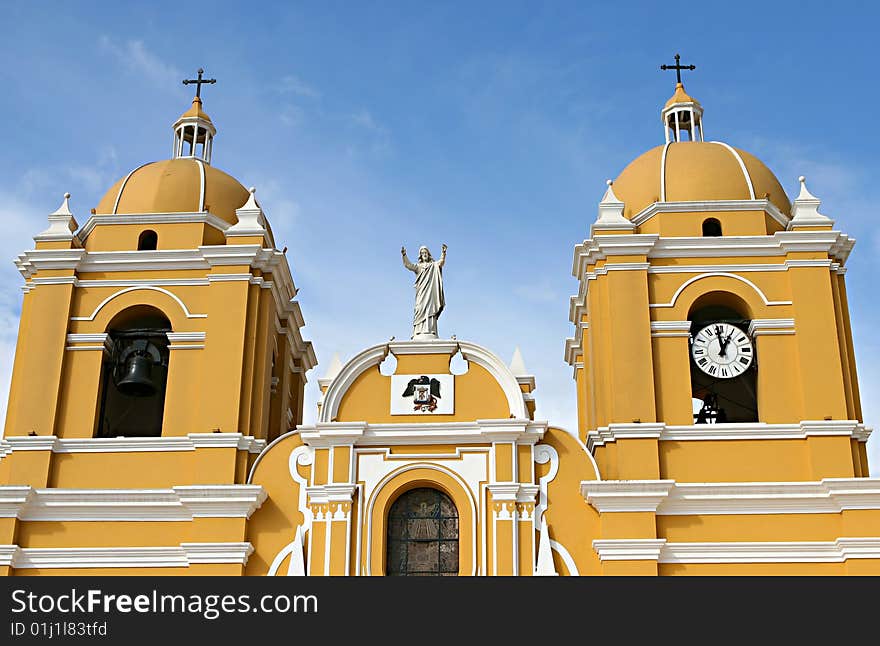 A spanish colonial style church in northern Peru. A spanish colonial style church in northern Peru