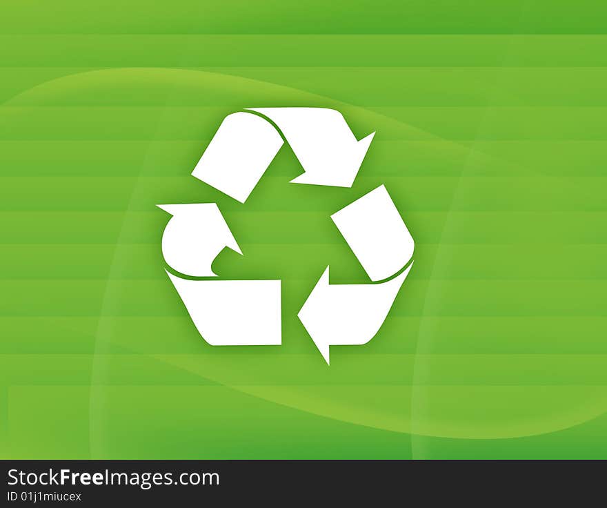 Recycle icon on green background