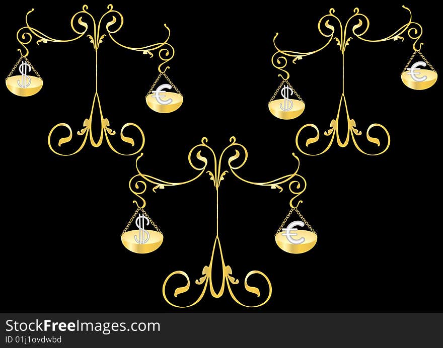 Illustration of the weights at which the dollar and euro. Illustration of the weights at which the dollar and euro.