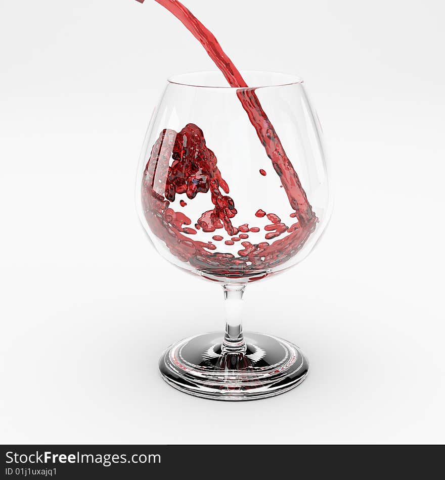 Red wine splashing out of a glass.i