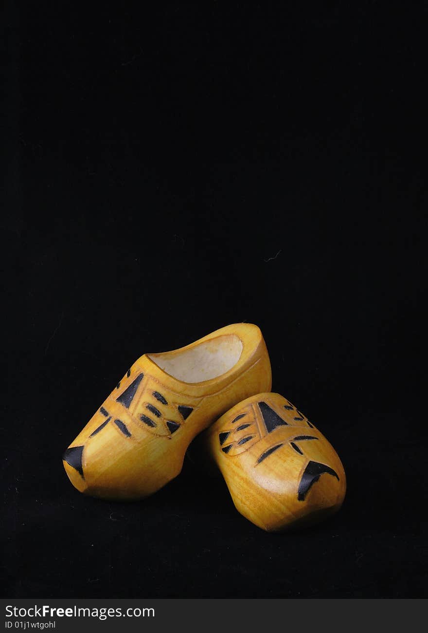 Yellow wooden shoes from the netherlands