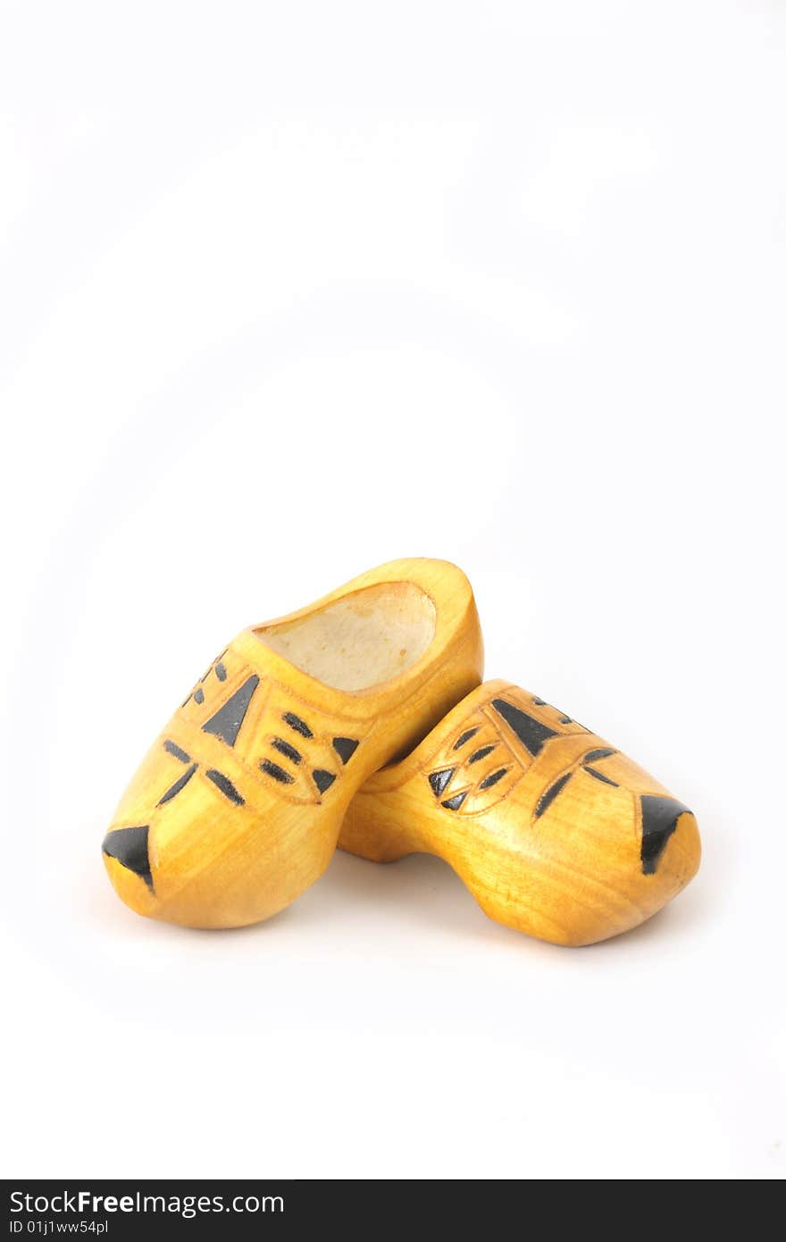 Yellow wooden shoes from the netherlands