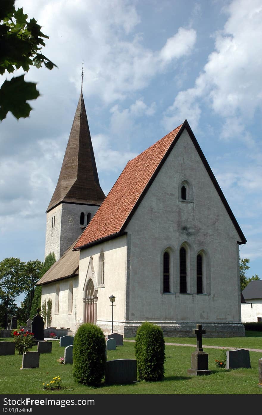 Medieval church on the island of Gotland, Sweden, white clouds in the sky. Medieval church on the island of Gotland, Sweden, white clouds in the sky.