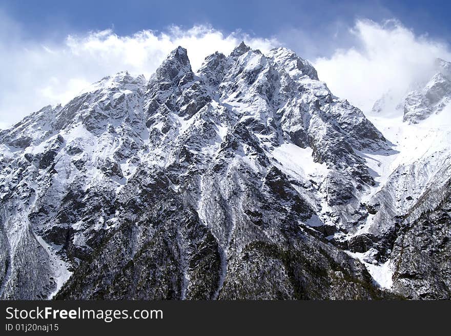 High Mountains. Caucasus mountains. Tsey.