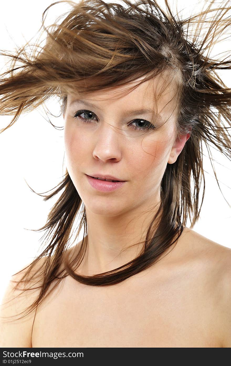 Close-up portrait of beautiful girl with attractive Green eyes. Close-up portrait of beautiful girl with attractive Green eyes