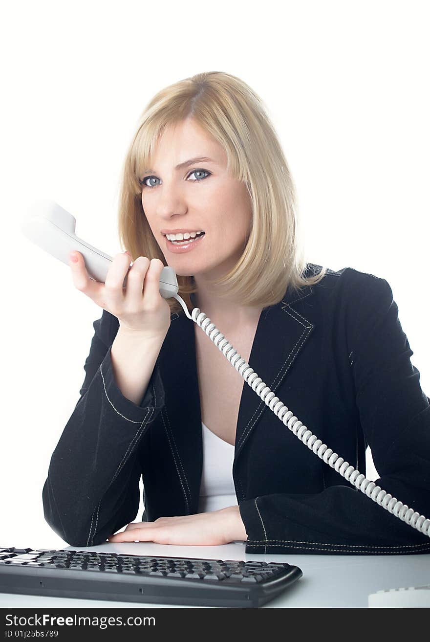 Attractive young woman calling by phone. Attractive young woman calling by phone