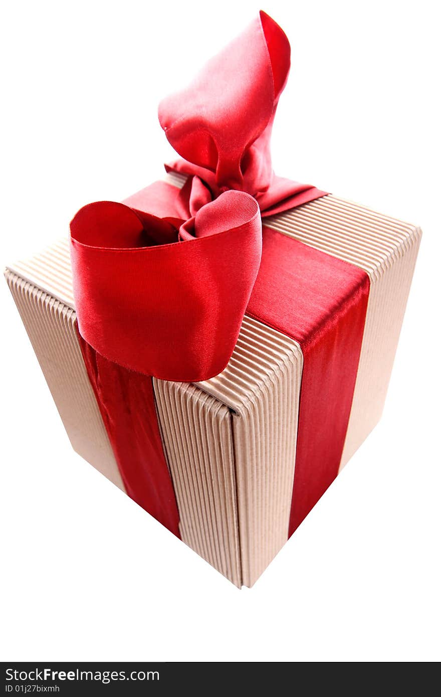 Gift box with red ribbon