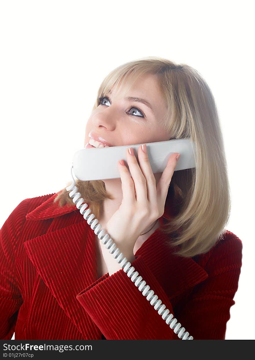 Attractive young woman calling by phone. Attractive young woman calling by phone