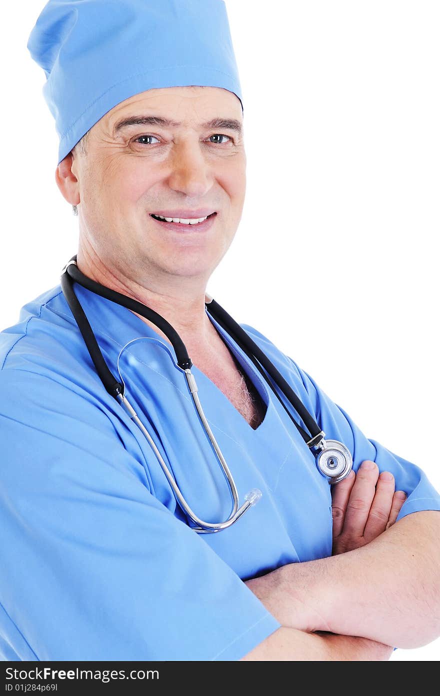 Portrait of the happy cheerful successsful male doctor with stethoscope. Portrait of the happy cheerful successsful male doctor with stethoscope