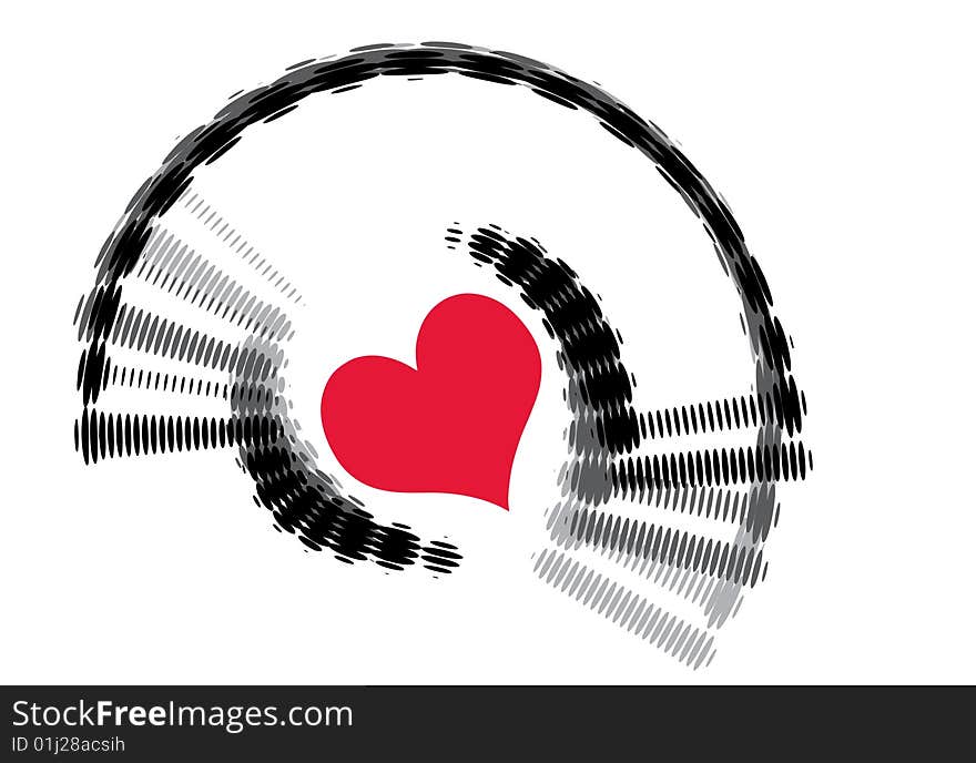 Abstract retro vector heart halftone wave