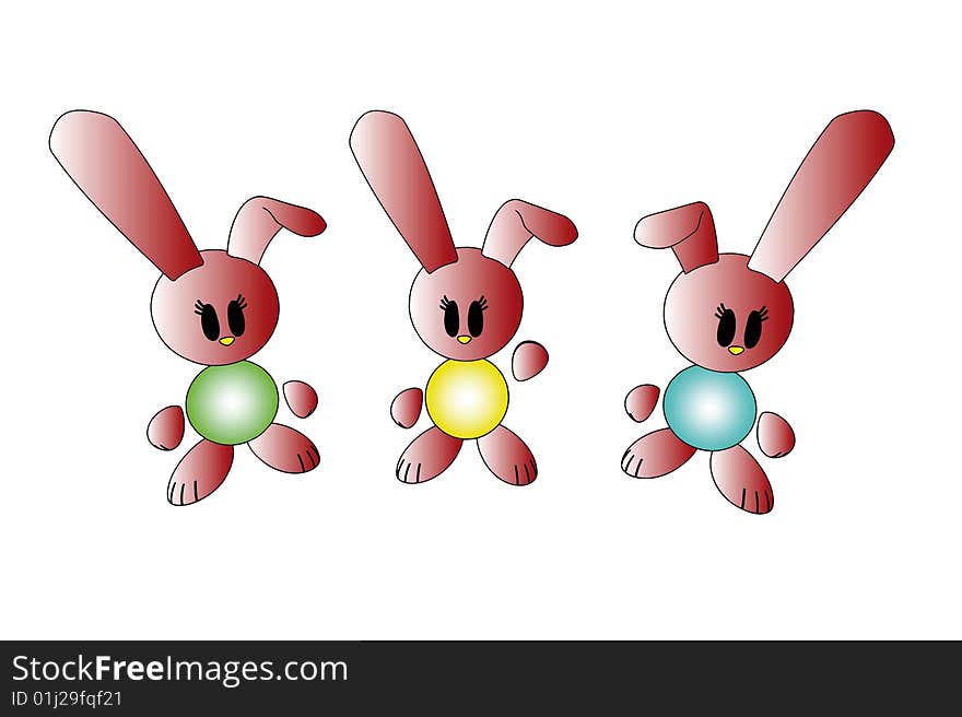 Rabbits - isolated illustration on white background. Rabbits - isolated illustration on white background