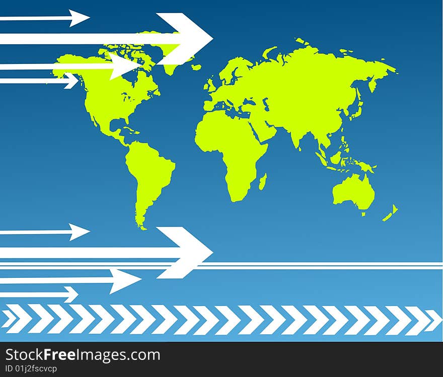 World map with arrows vector illustration