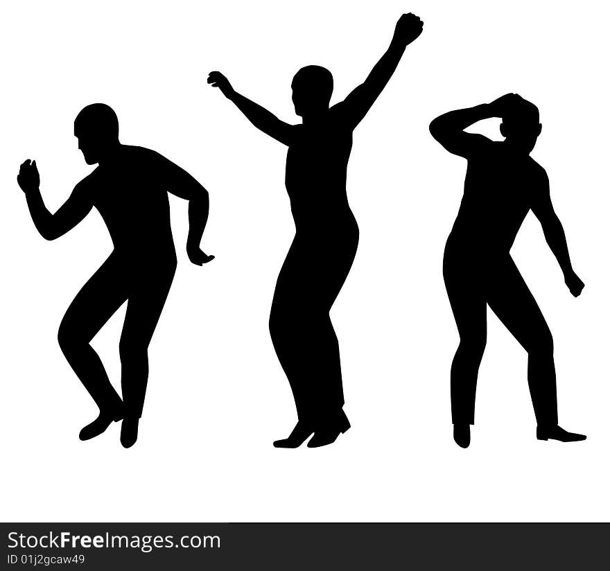 Collection of dancing young men. Vector illustration