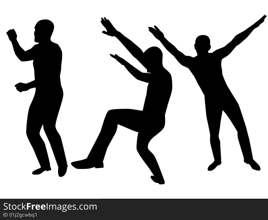 Collection of dancing young men. Vector illustration