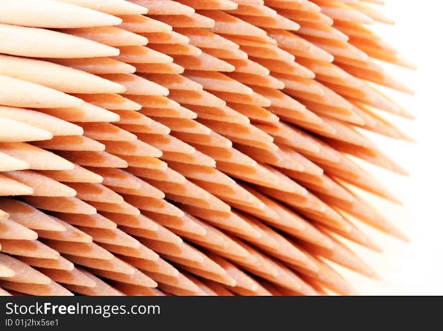 A bundle of toothpicks isolated on a white background.