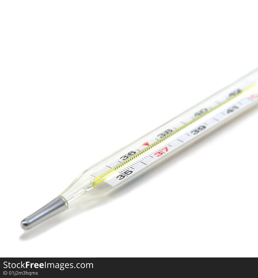 The celsius thermometer isolated on a white