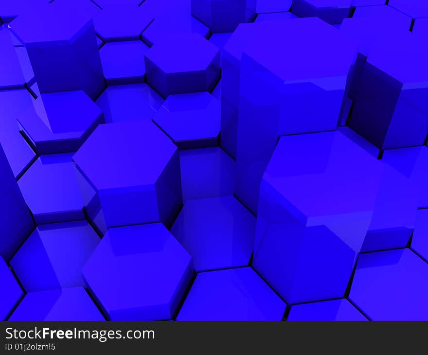 Abstract 3d illustration of blue shapes background. Abstract 3d illustration of blue shapes background