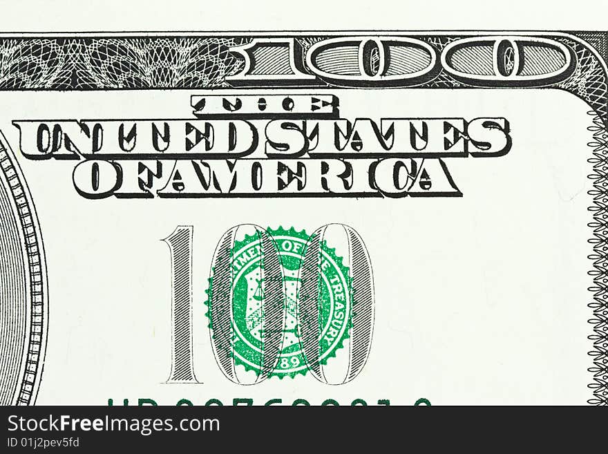 One Hundred Dollar Bill Close-up shot