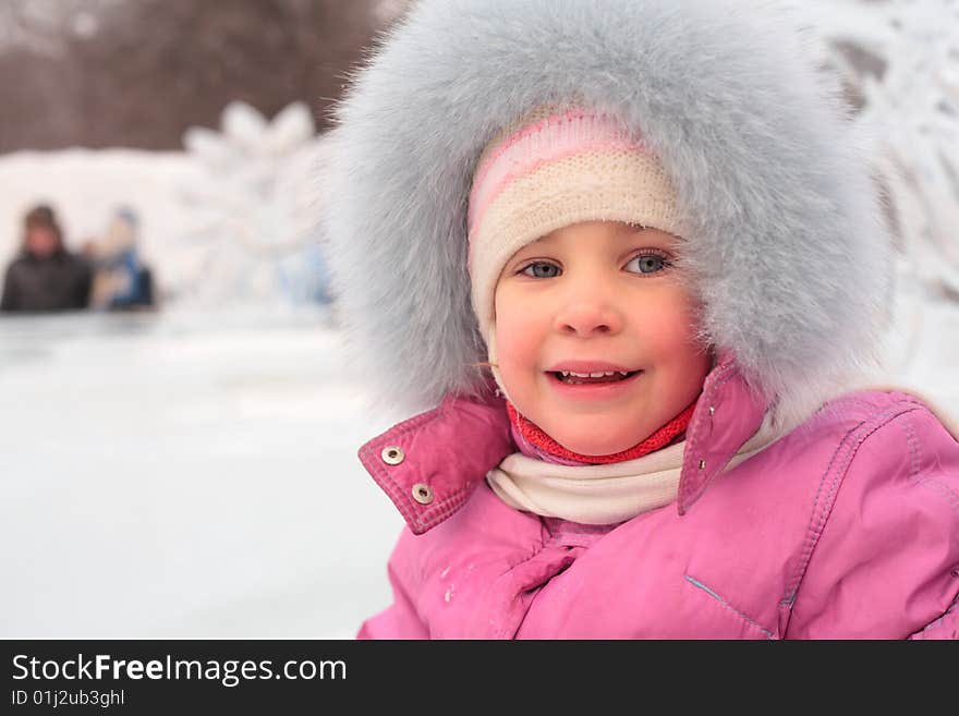 Little girl outdoors in winter