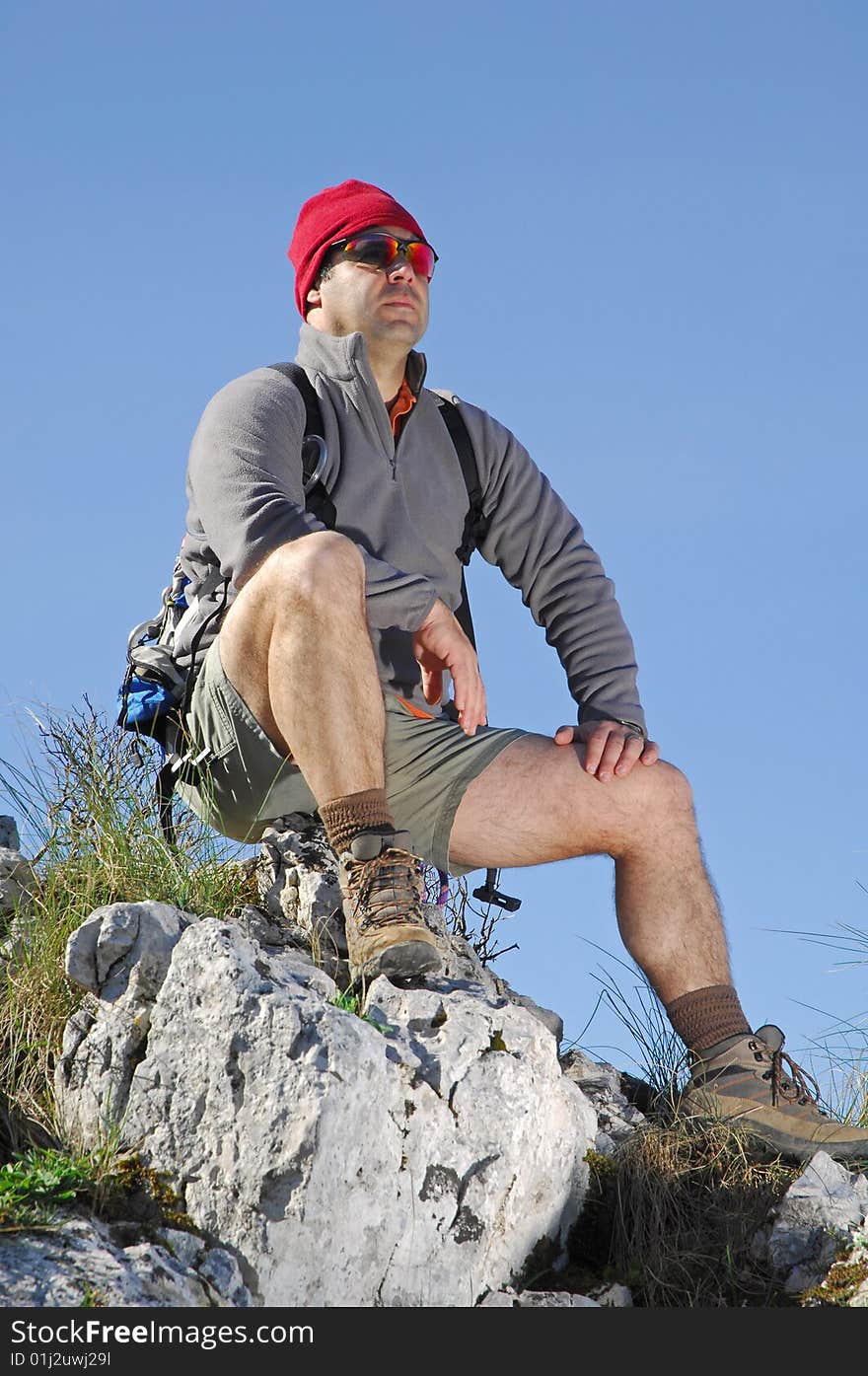 Hiking on the top of a mountain