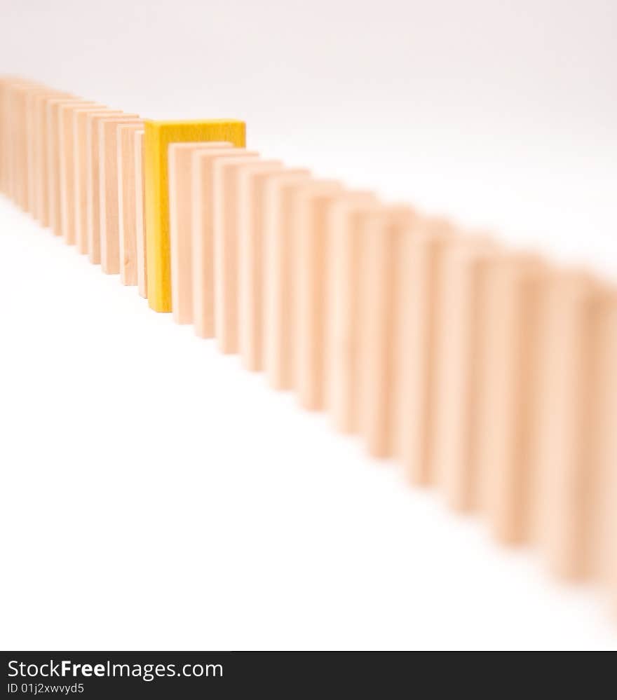 Queue of block with one yellow piece, conceptual image. Queue of block with one yellow piece, conceptual image