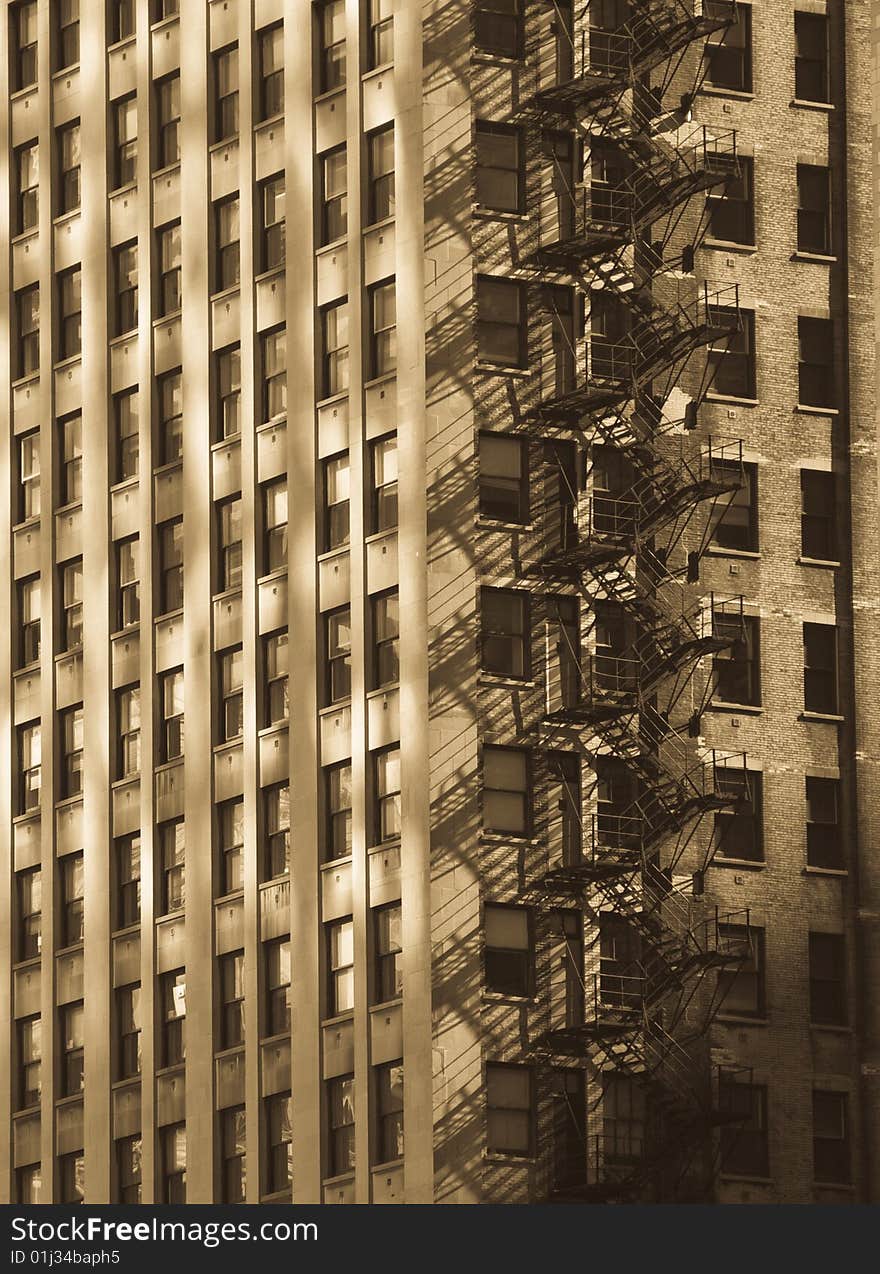 Stairs on the outside of a building in Chicago. Stairs on the outside of a building in Chicago