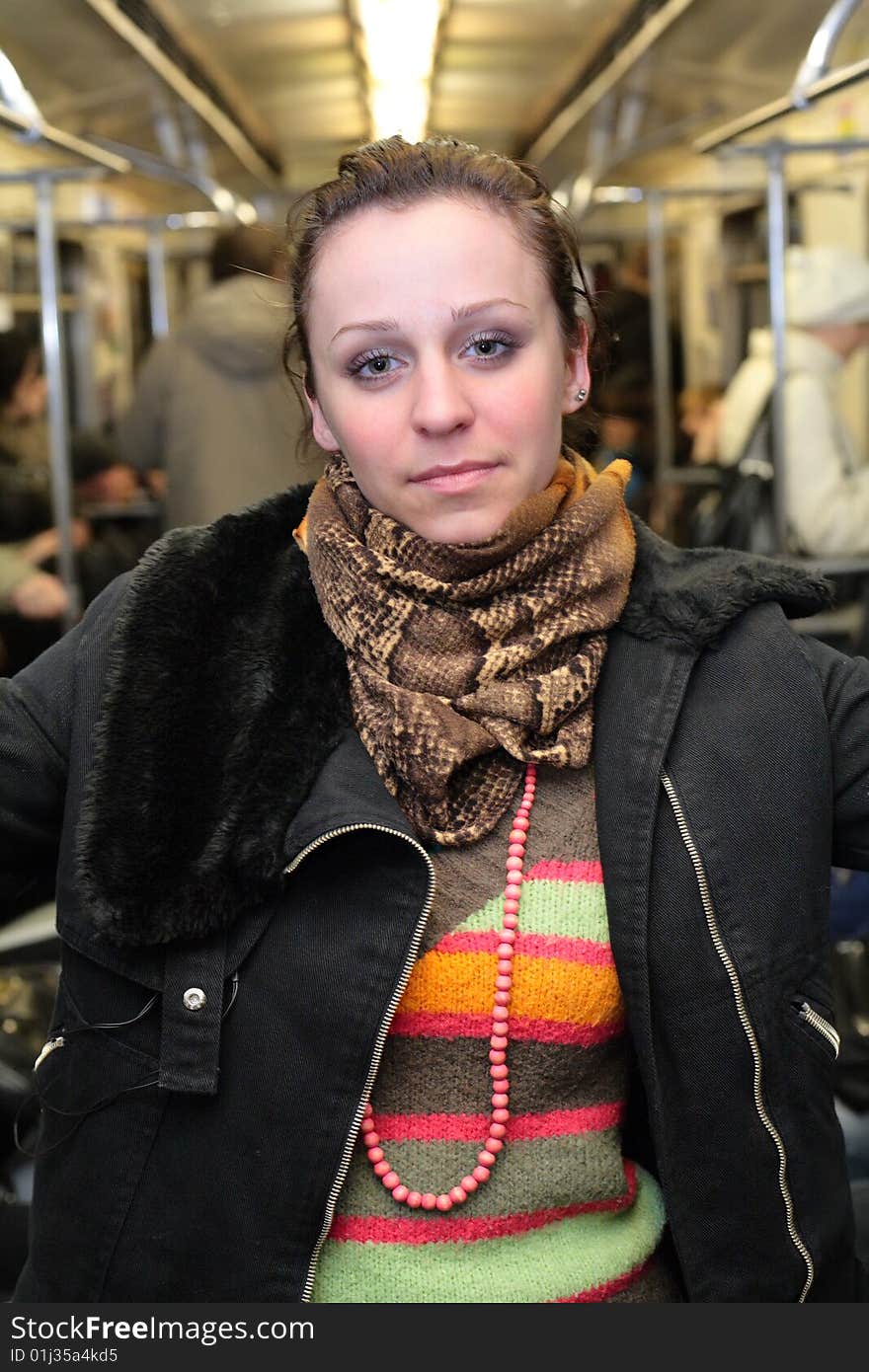 Young Girl in subway wagon