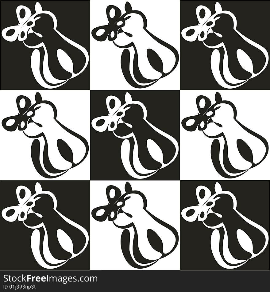 Vector. Cat background set black and white. Vector. Cat background set black and white