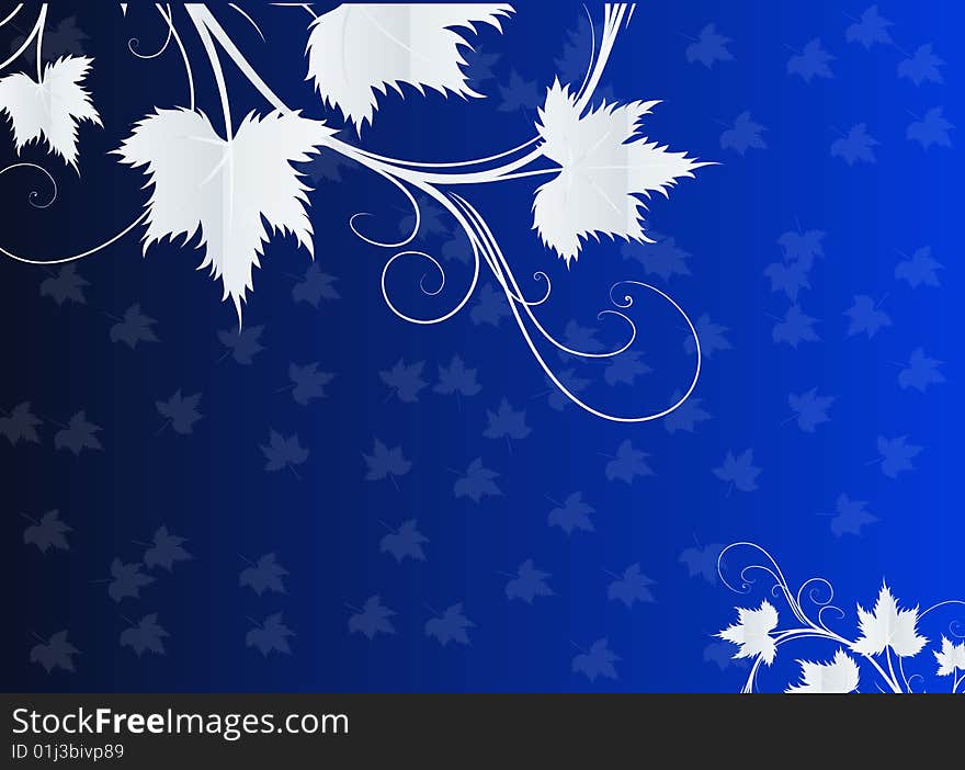 White leaves in blue background