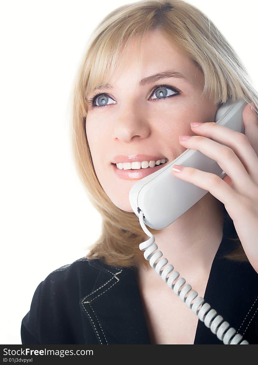 Attractive young woman calling by phone. Attractive young woman calling by phone