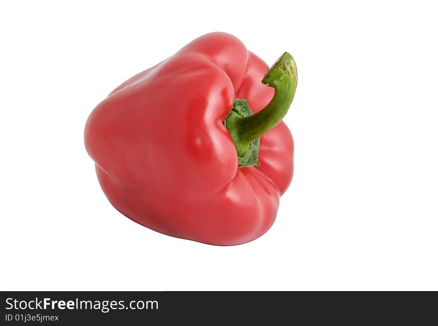 Big red pepper on white background